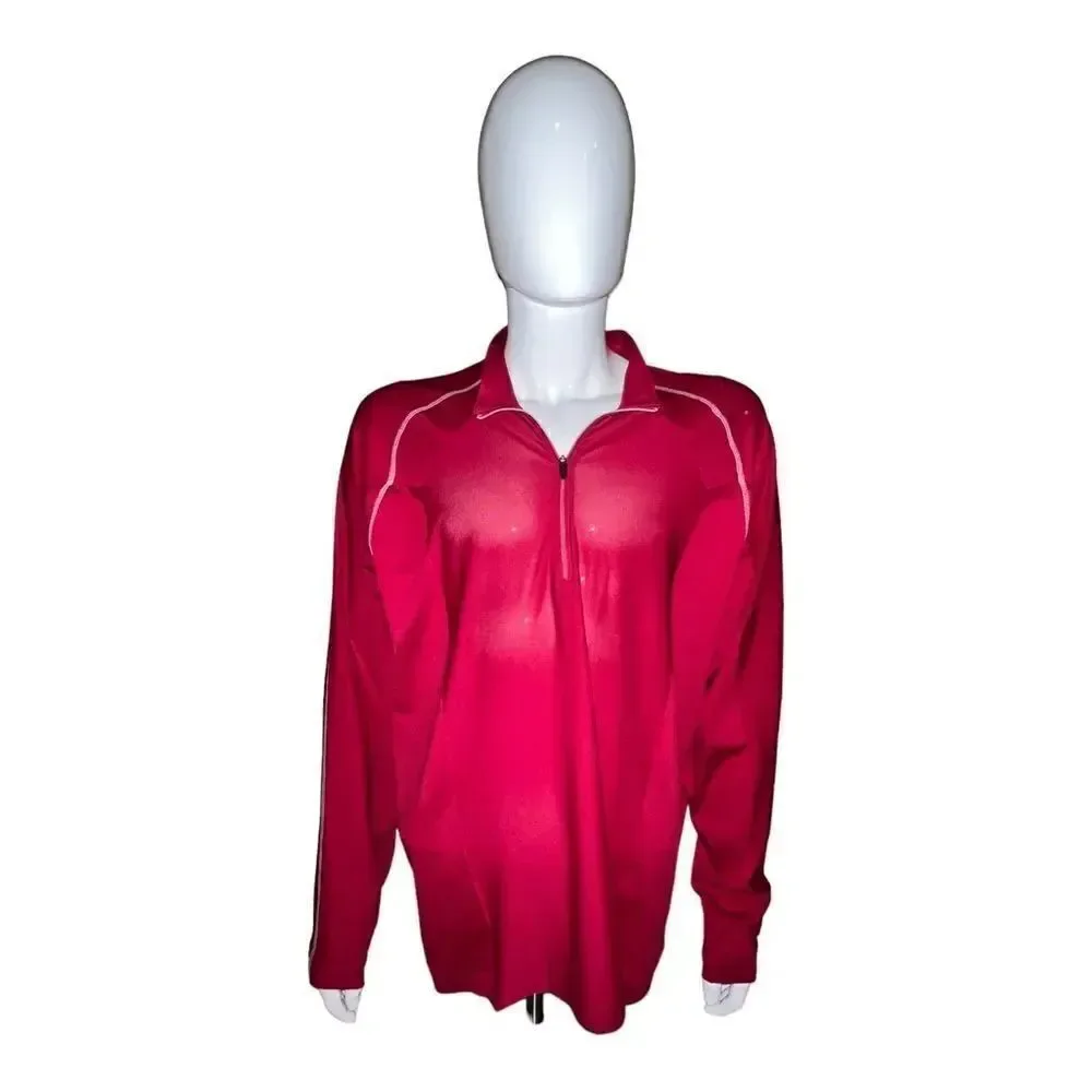Nike Golf Mens Red Quarter Zip Dri Fit Long Sleeve Shirt Lightweight Large EUC